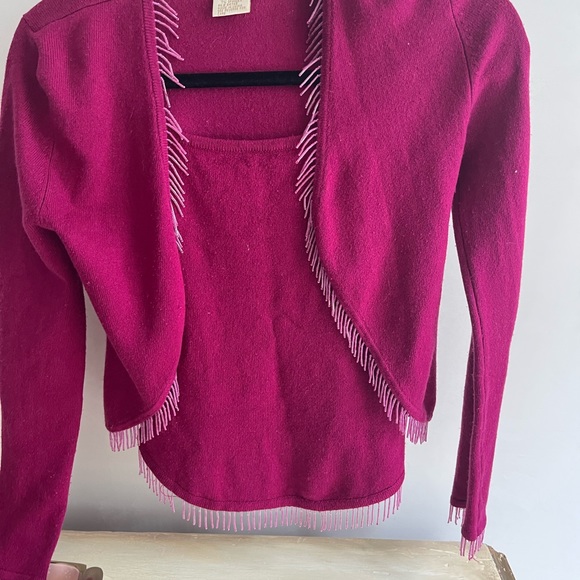 Vintage cache magenta beaded tank top with matching beaded jacket - Picture 4 of 6